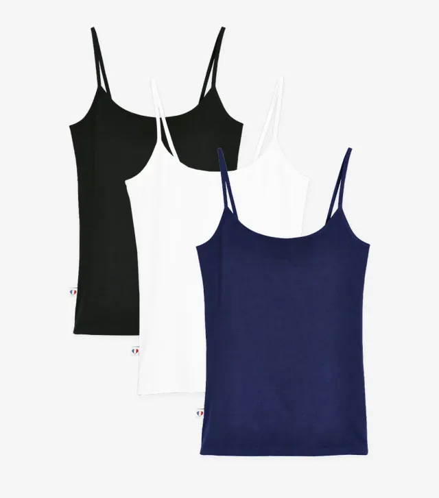 Cocorico caraco femme noir blanc marine lot 3 coton