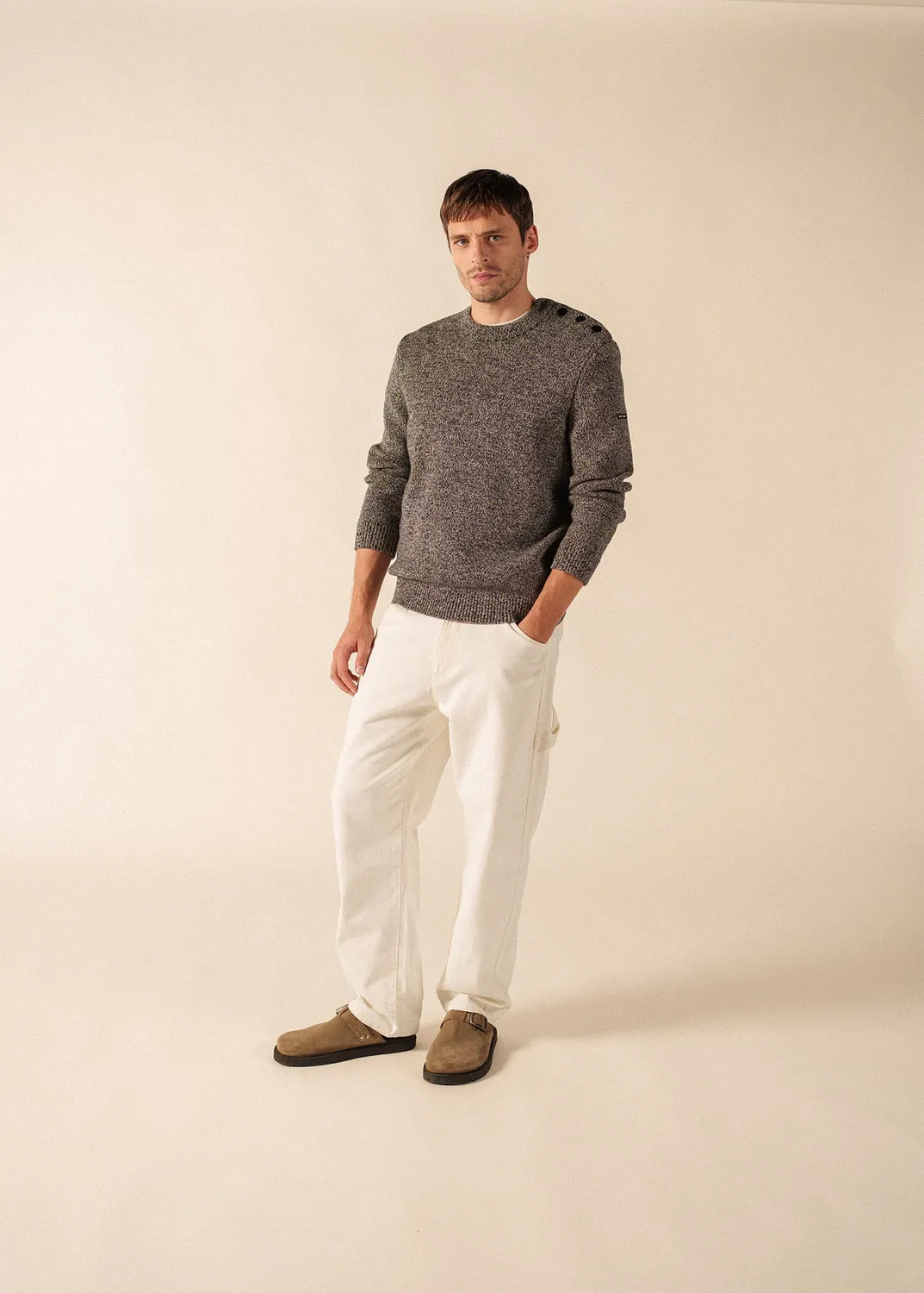 Saint James Cancale pull marin navy ecru laine