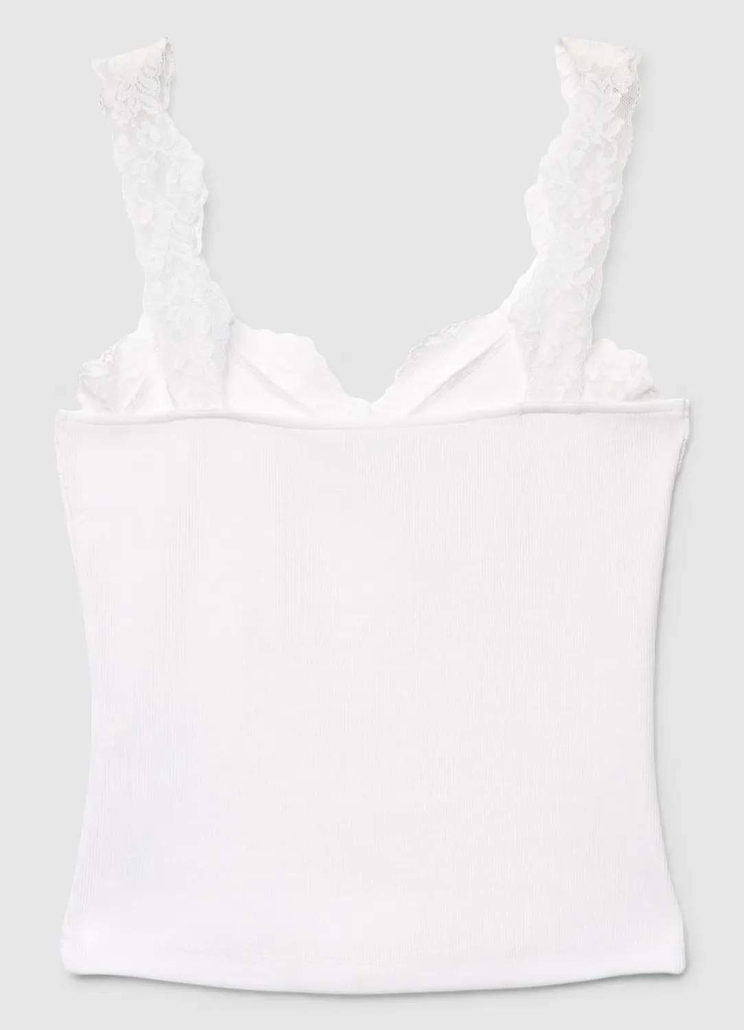 Calliope Top à côtes col V dentelle débardeur femme