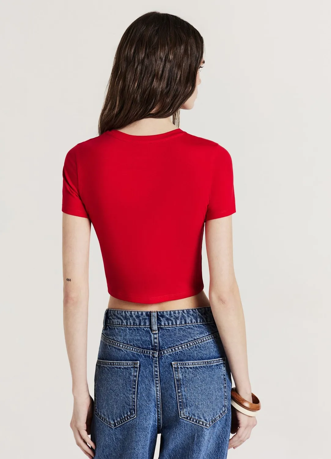 Calliope t-shirt crop femme coton col rond