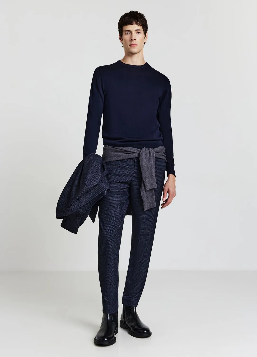 Calliope pull homme col rond uni laine regular