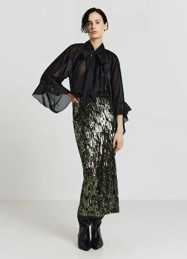 Calliope Blouse volants col lavallière femme ample