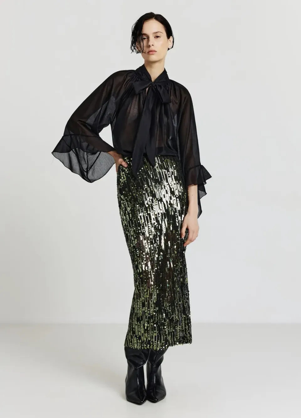 Calliope Blouse volants col lavallière femme ample