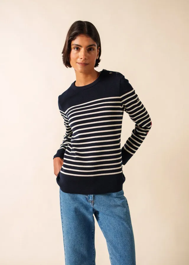 Saint James Brégançon Pop pull marin navy laine