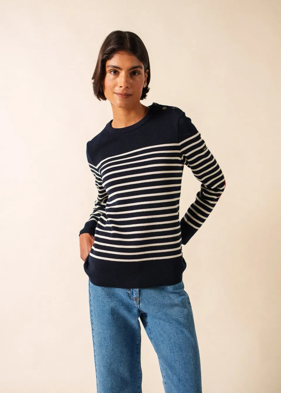 Saint James Brégançon Pop pull marin navy laine