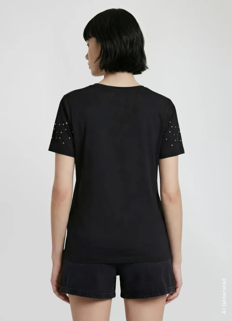 Calliope t-shirt femme strass manches courtes uni