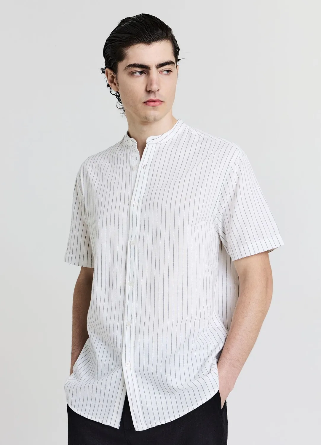 Calliope chemise coréenne homme rayée coton manches courtes