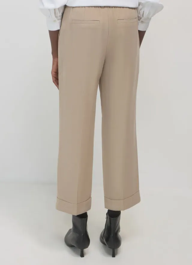 Calliope pantalon classique femme à revers taille élastique