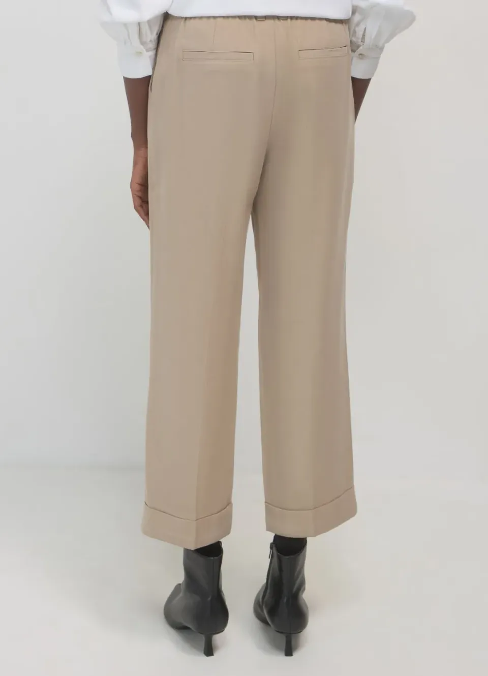 Calliope pantalon classique femme à revers taille élastique