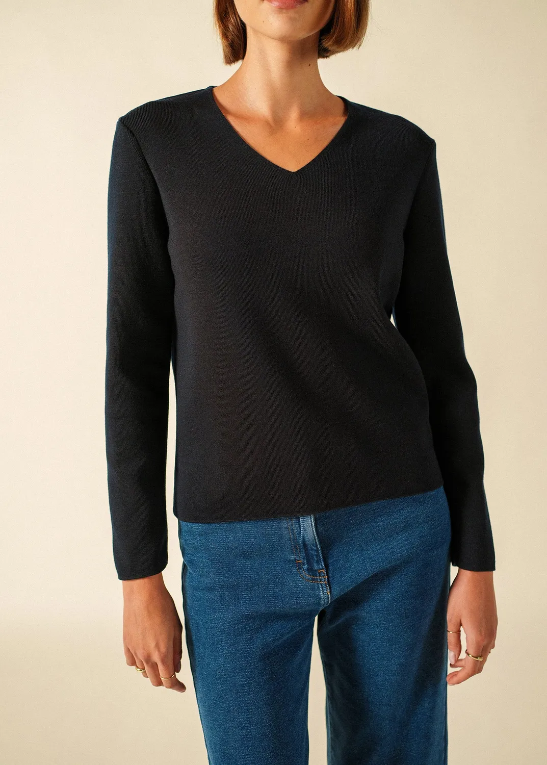 Saint James Bréhat pull col V laine navy