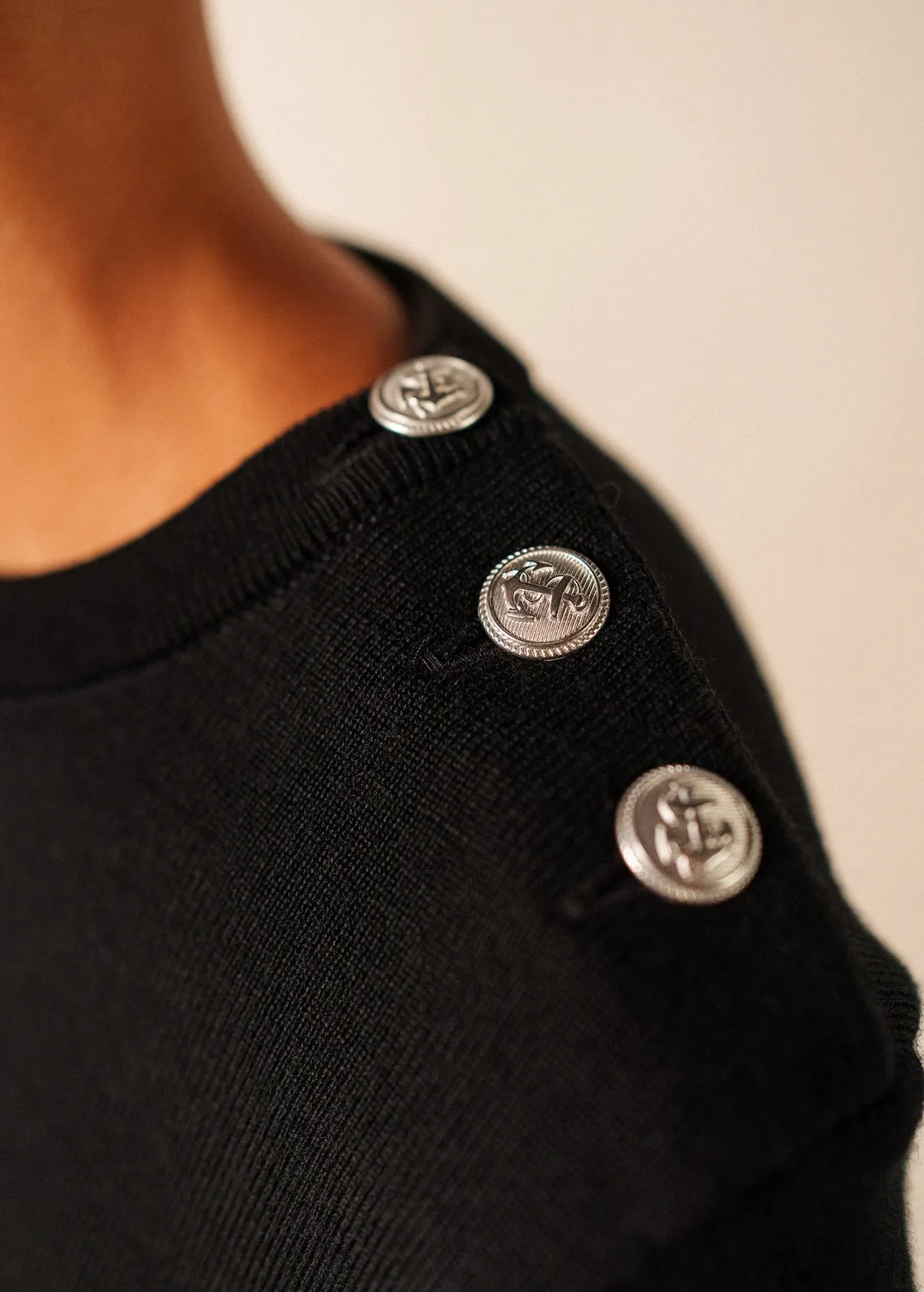 Saint James Marée pull marin noir 100% laine