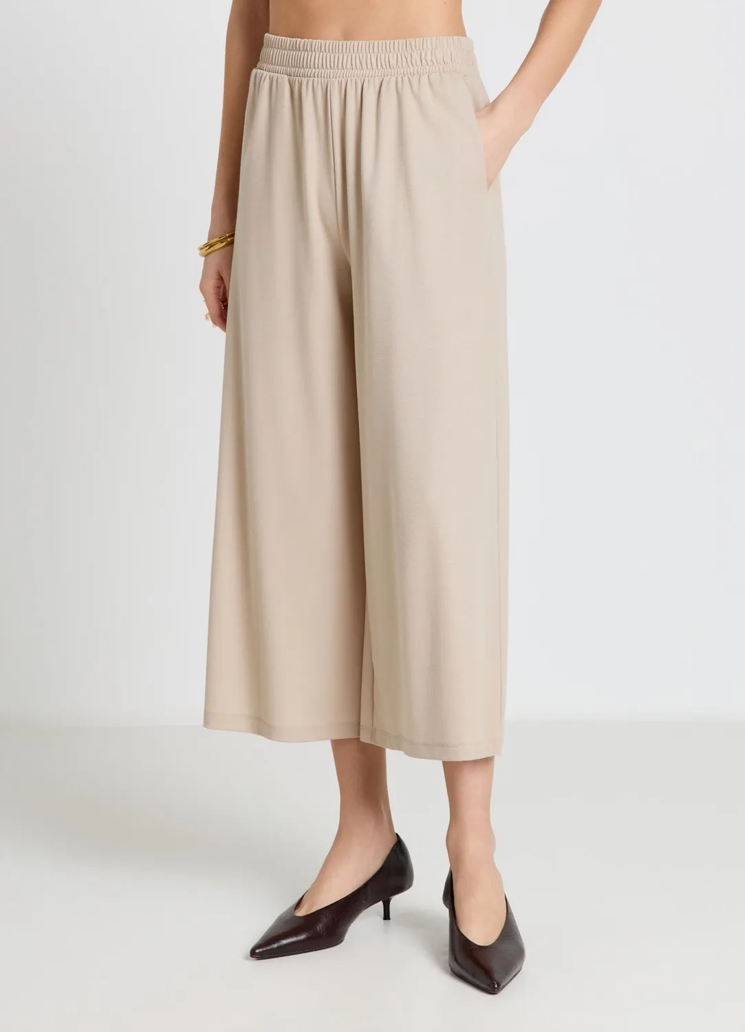 Calliope pantalon crop femme large taille haute