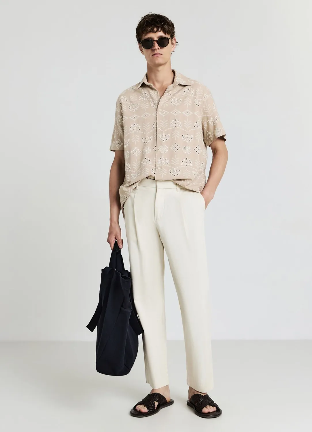 Calliope chemise brodée homme manches courtes