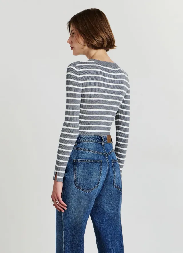Calliope Pull rayé femme col rond manches longues