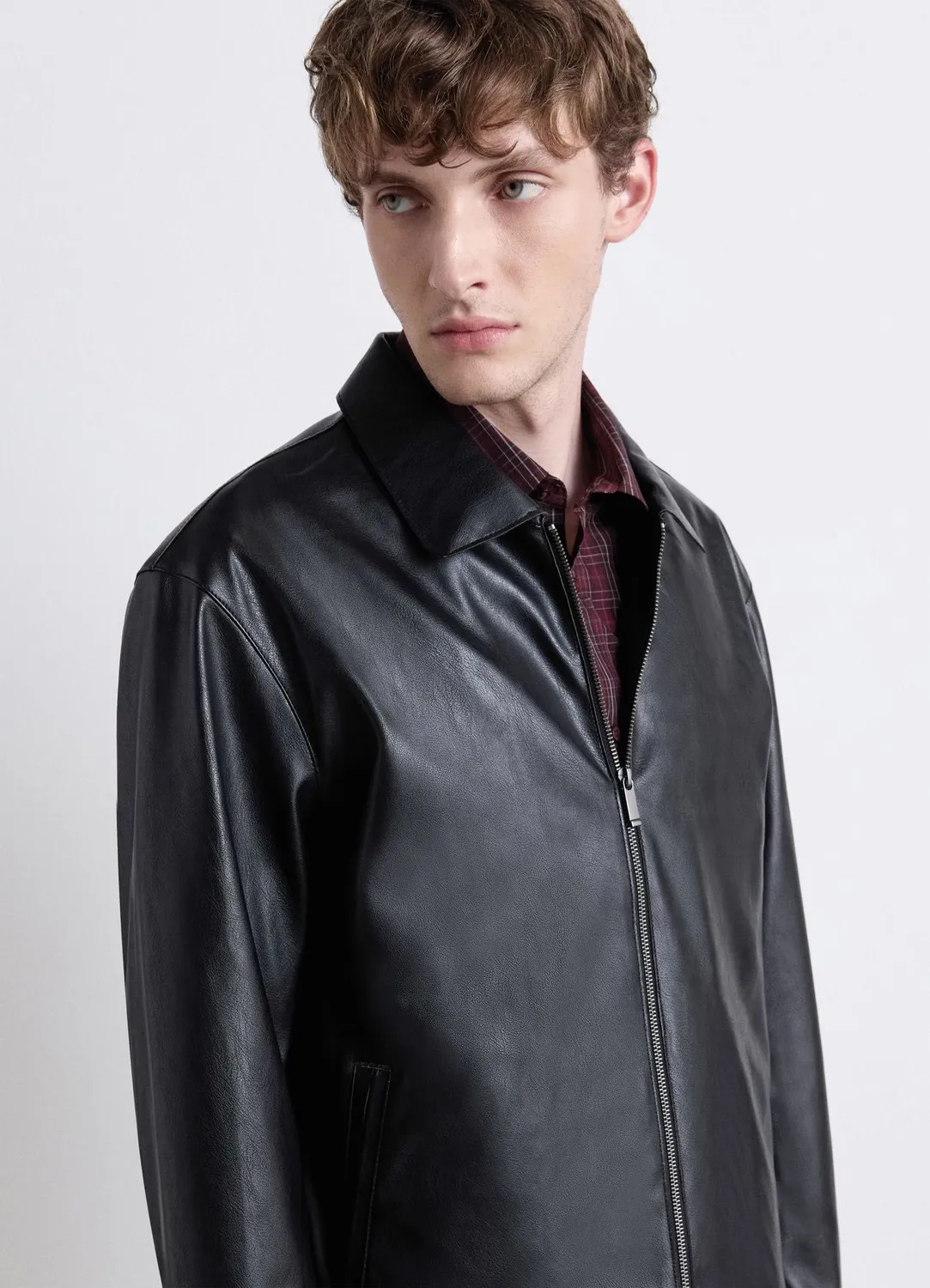 Calliope veste simili cuir homme zip col chemise