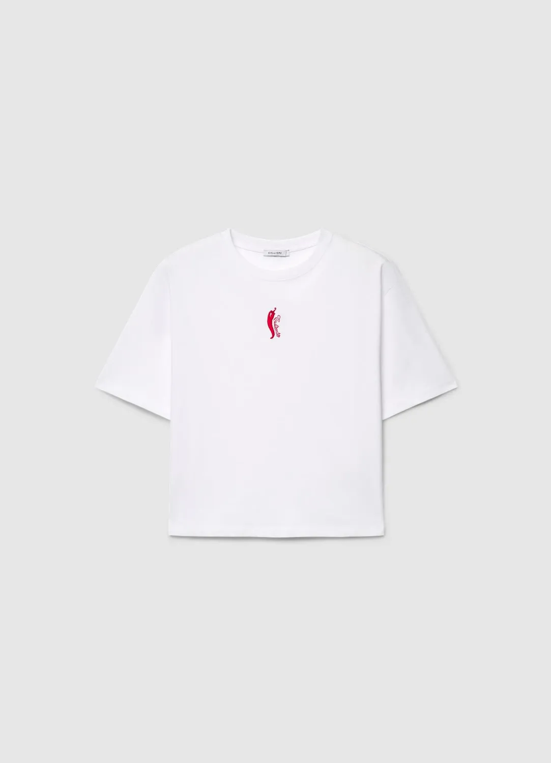 Calliope t-shirt broderie piment femme coton