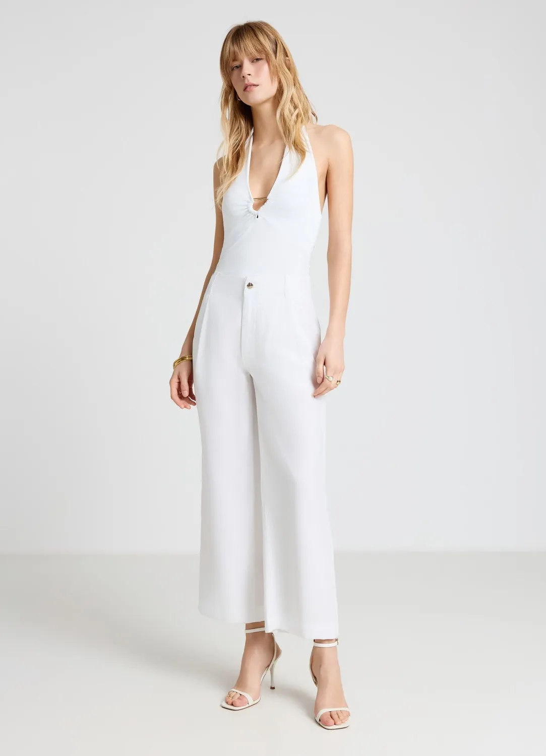 Calliope pantalon wide leg femme uni taille elastique