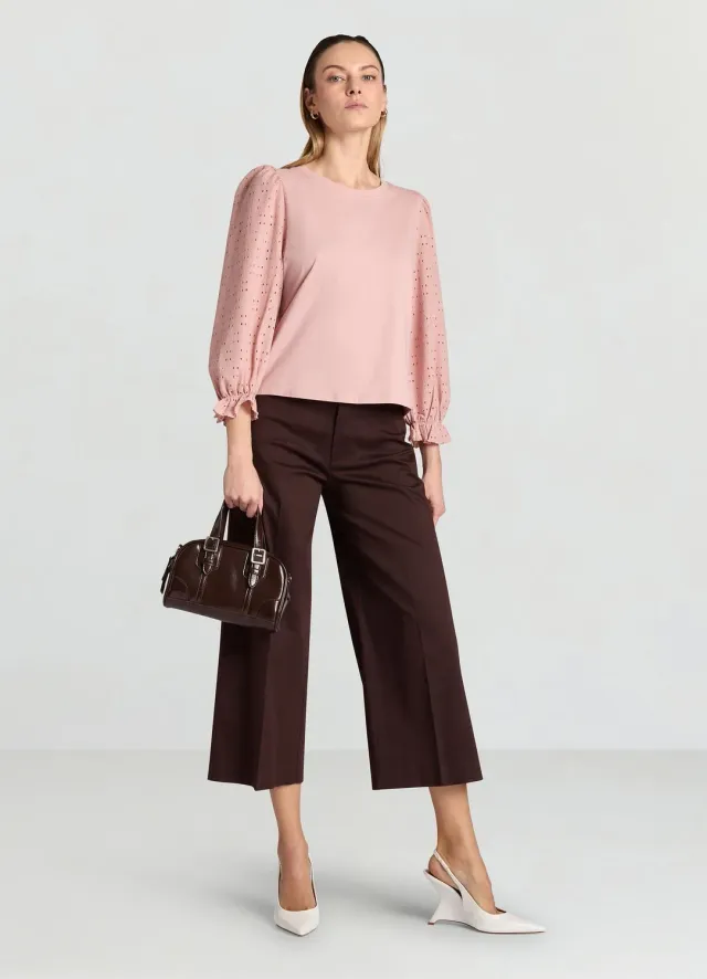 Calliope T-shirt manches ajourées femme uni