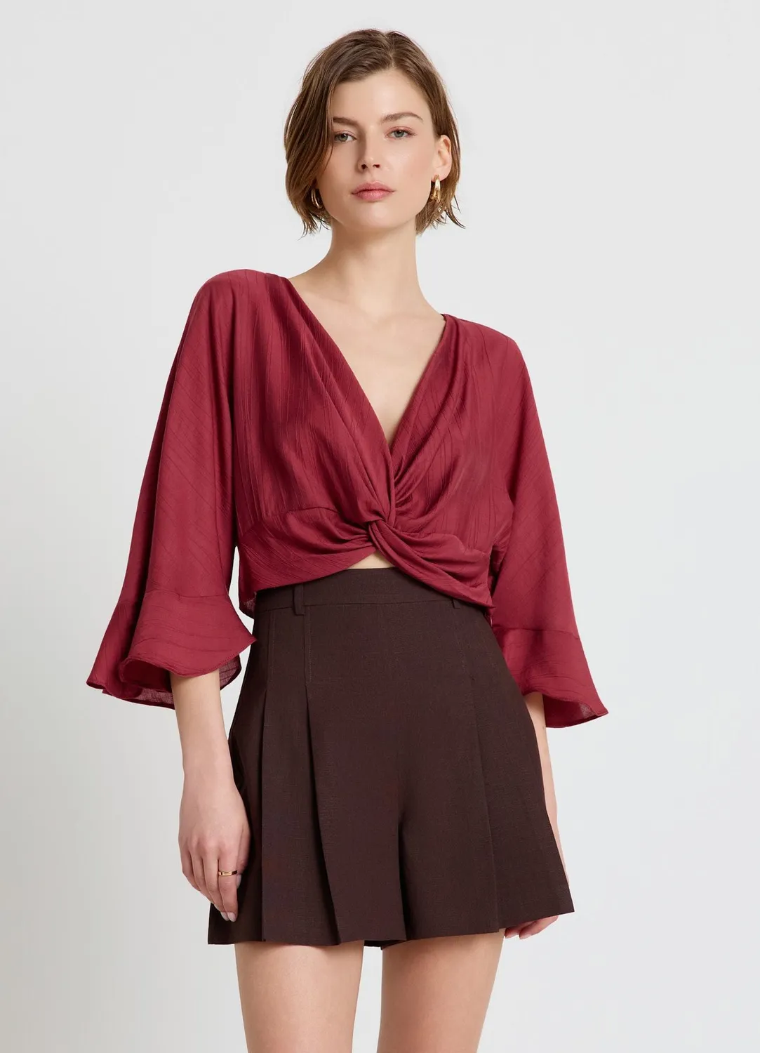 Calliope chemise femme nœud volants col V