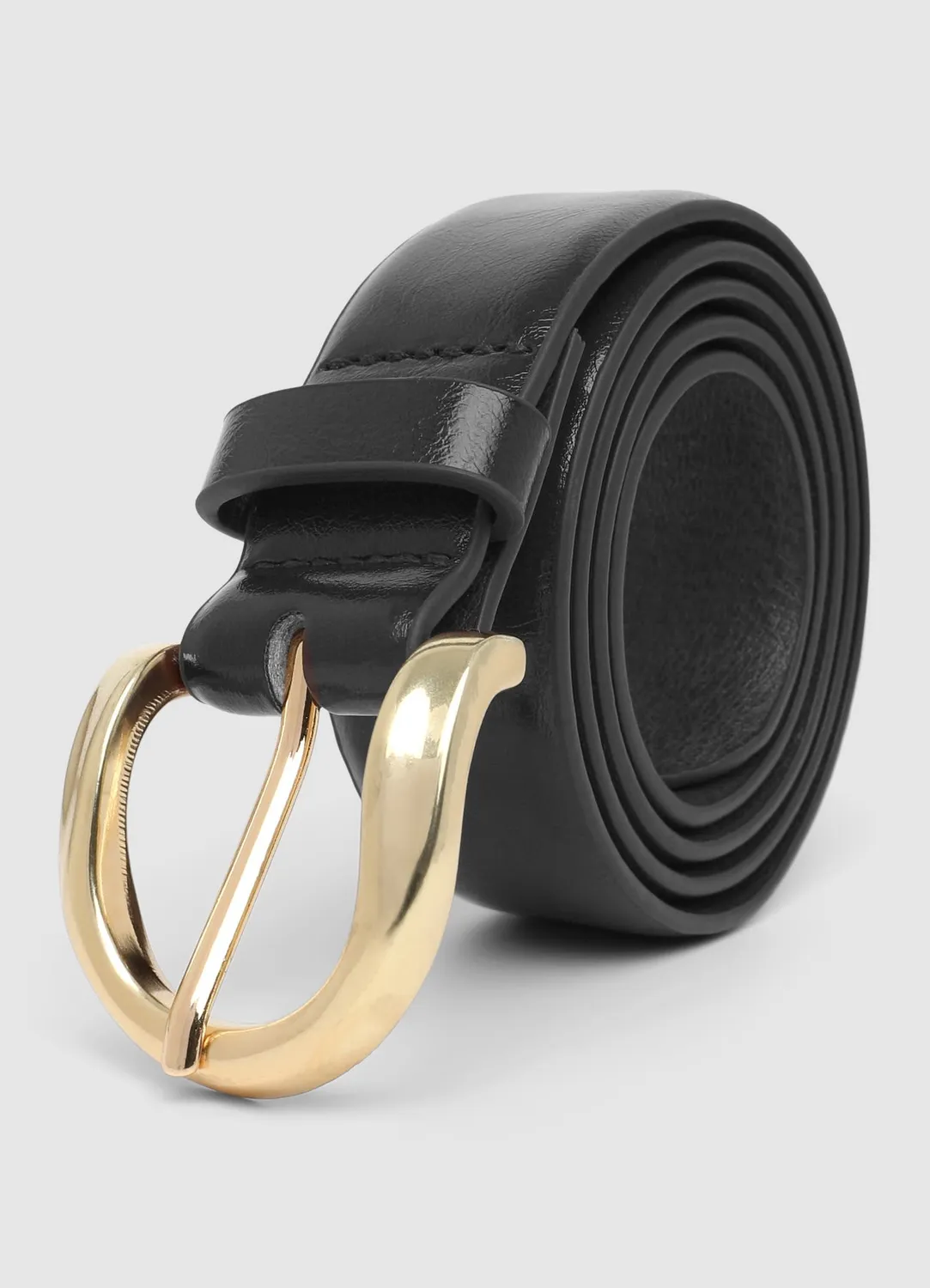 Calliope ceinture fine boucle dorée unie