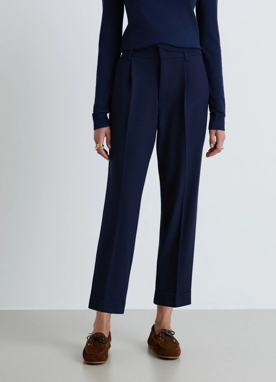 Calliope pantalon revers élastique pantalon droit taille haute