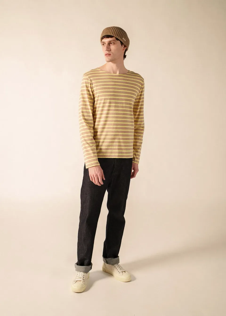 Saint James Minquiers marinière coton beige aube