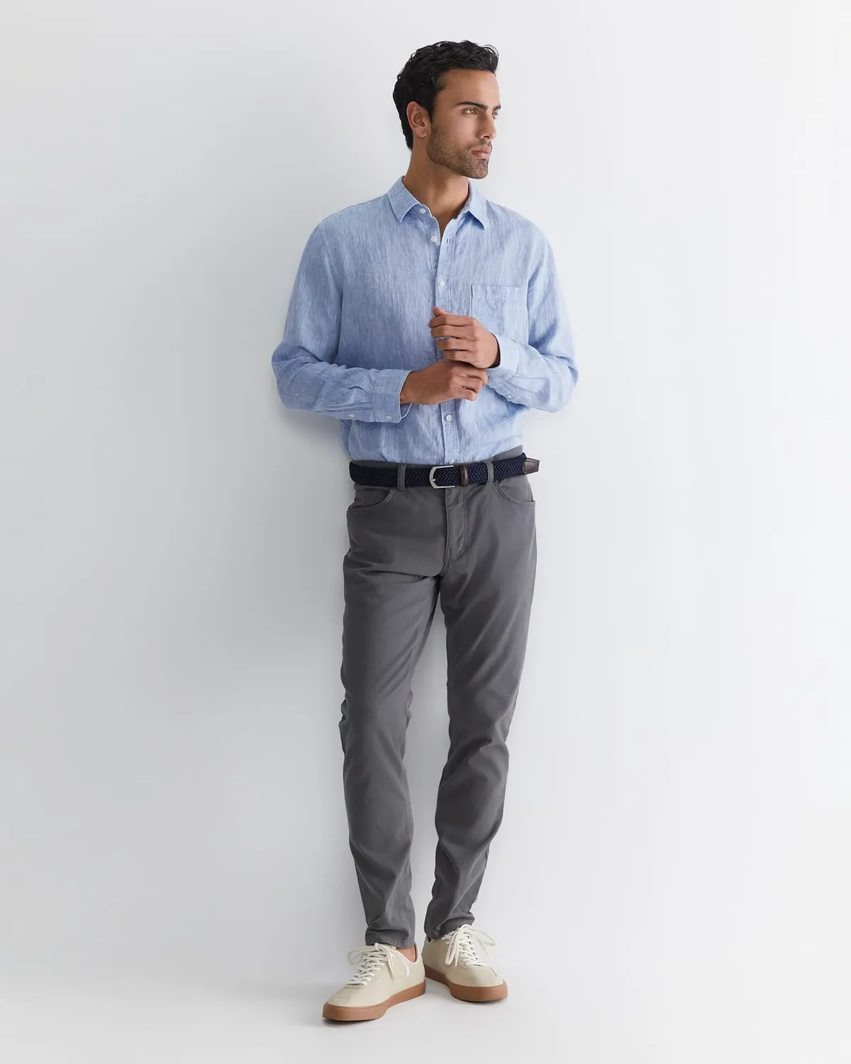 Sportscraft chemise lin manches longues homme regulier
