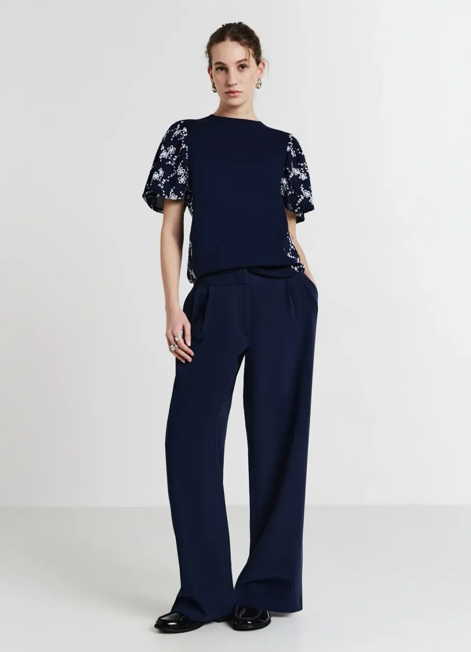 Calliope t-shirt coton femme broderie anglaise col rond