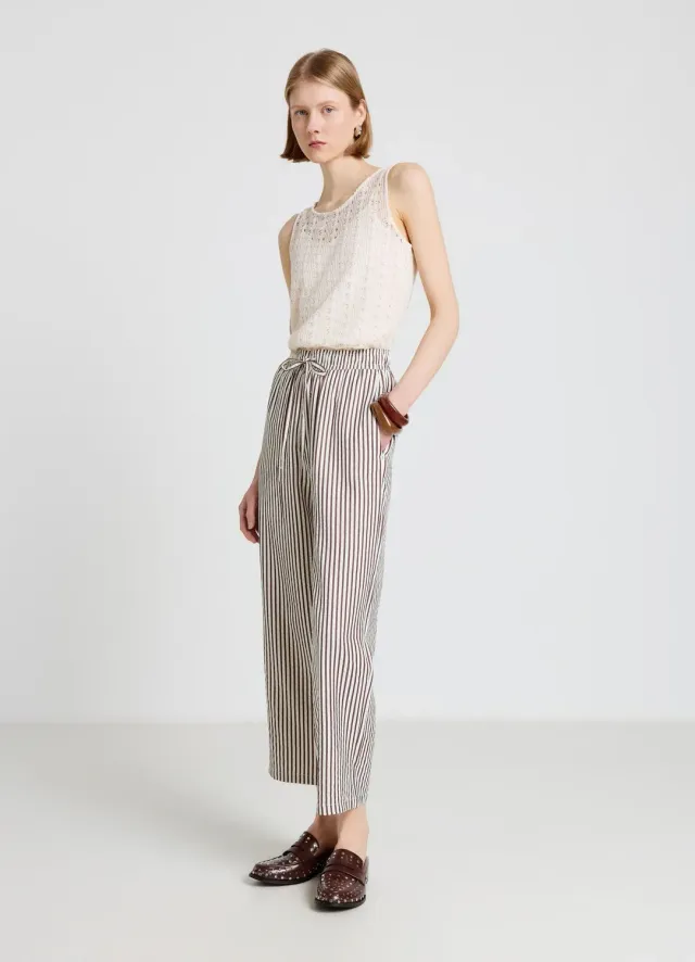 Calliope Jogger à rayures pantalon femme taille haute