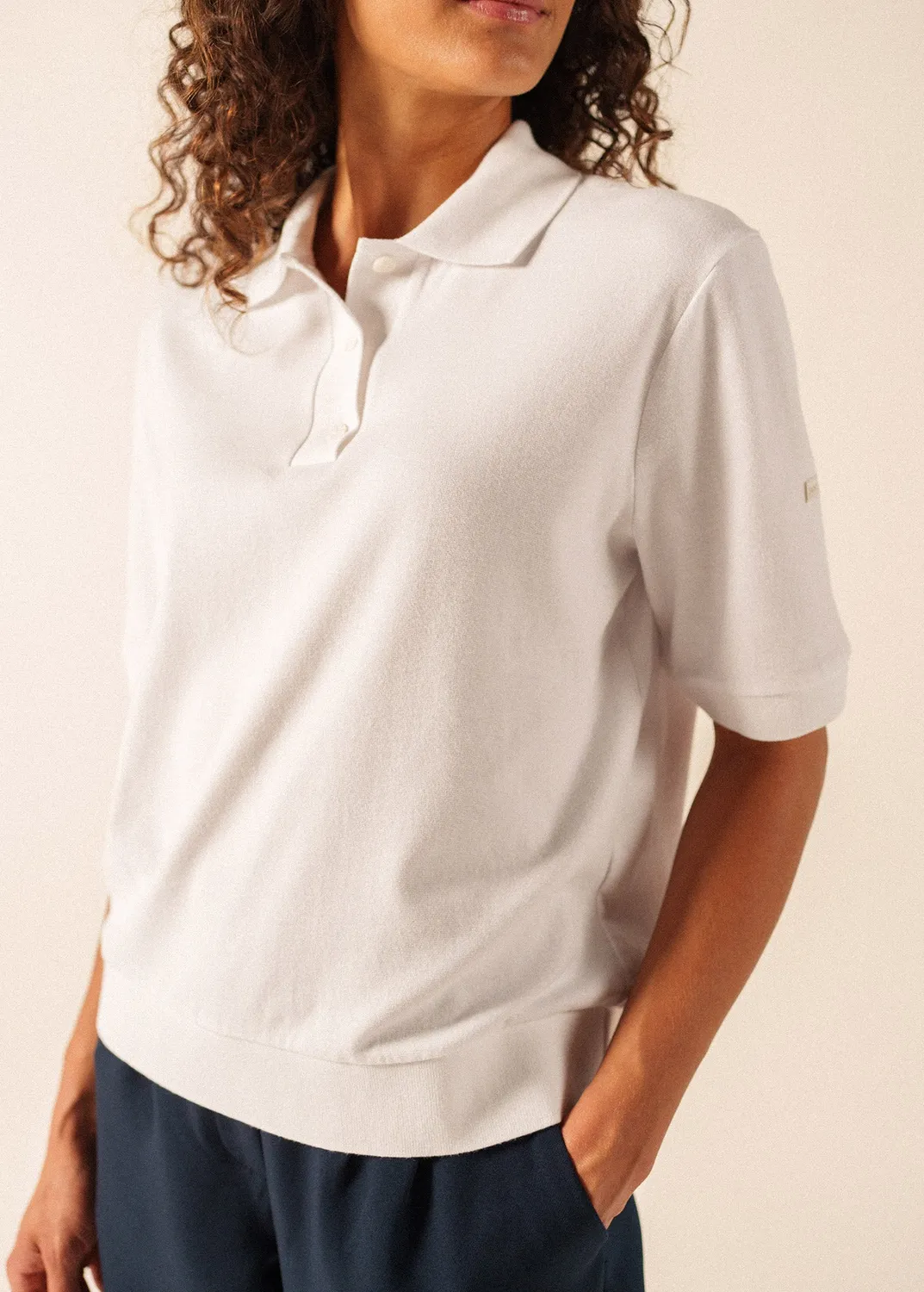 Saint James Carola polo blanc coton coupe droite