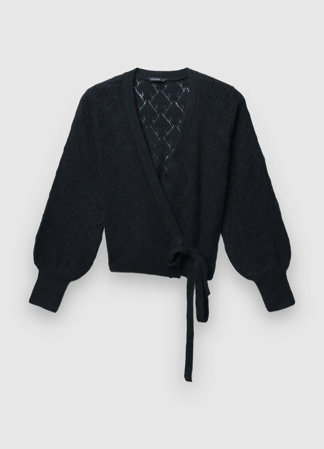 Calliope pull femme col V noue maille ajouree