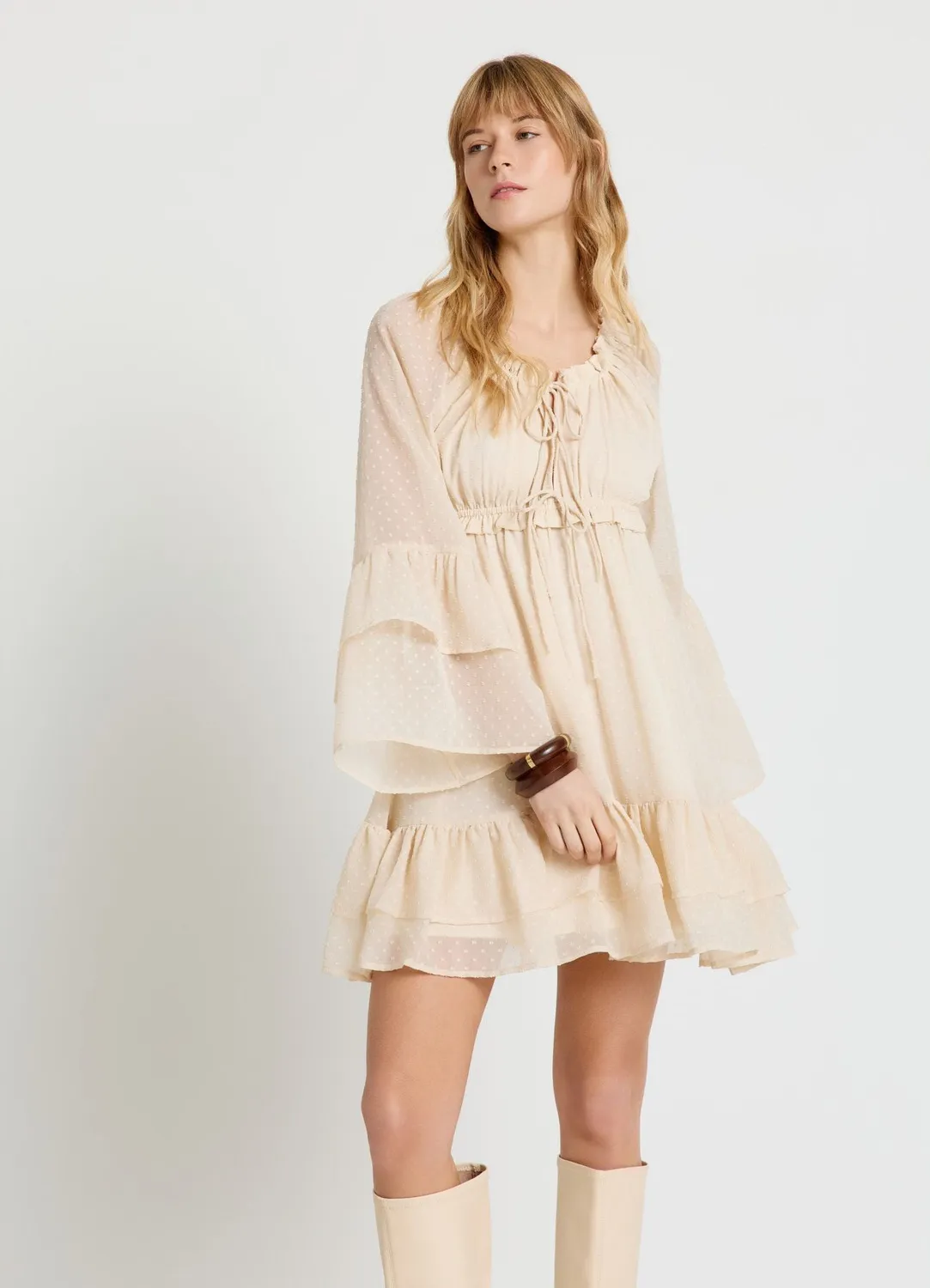 Calliope Robe courte à pois femme volants