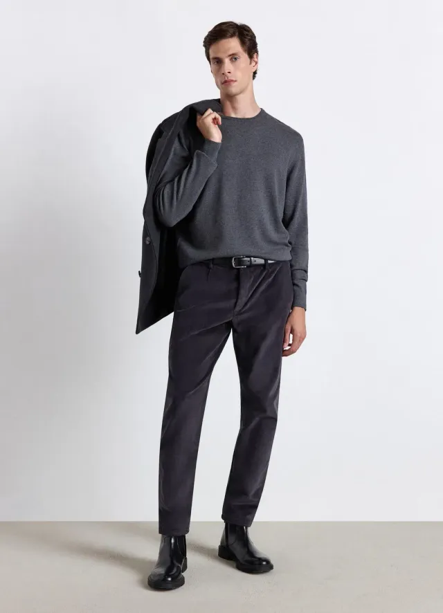 Calliope pull homme col rond uni manches longues