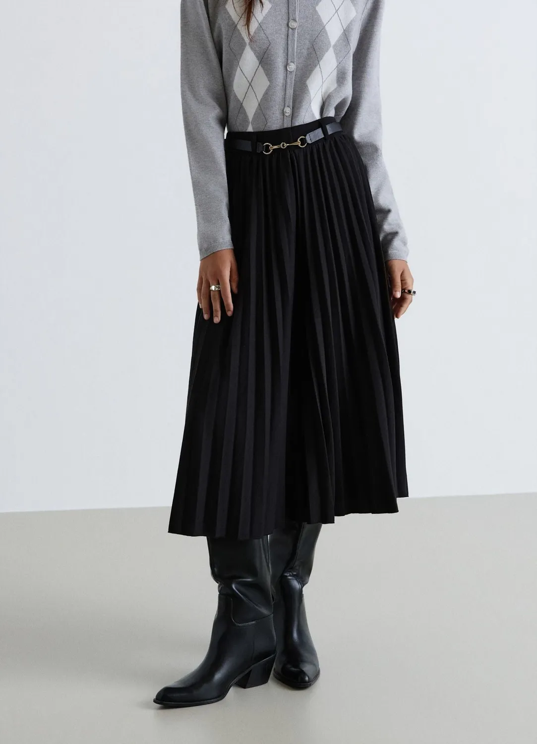 Calliope Jupe midi plissée femme ceinture évasée