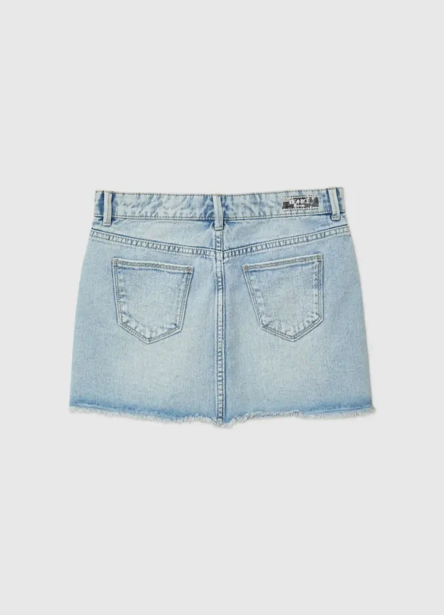 Calliope Jupe mini denim fille perles devant