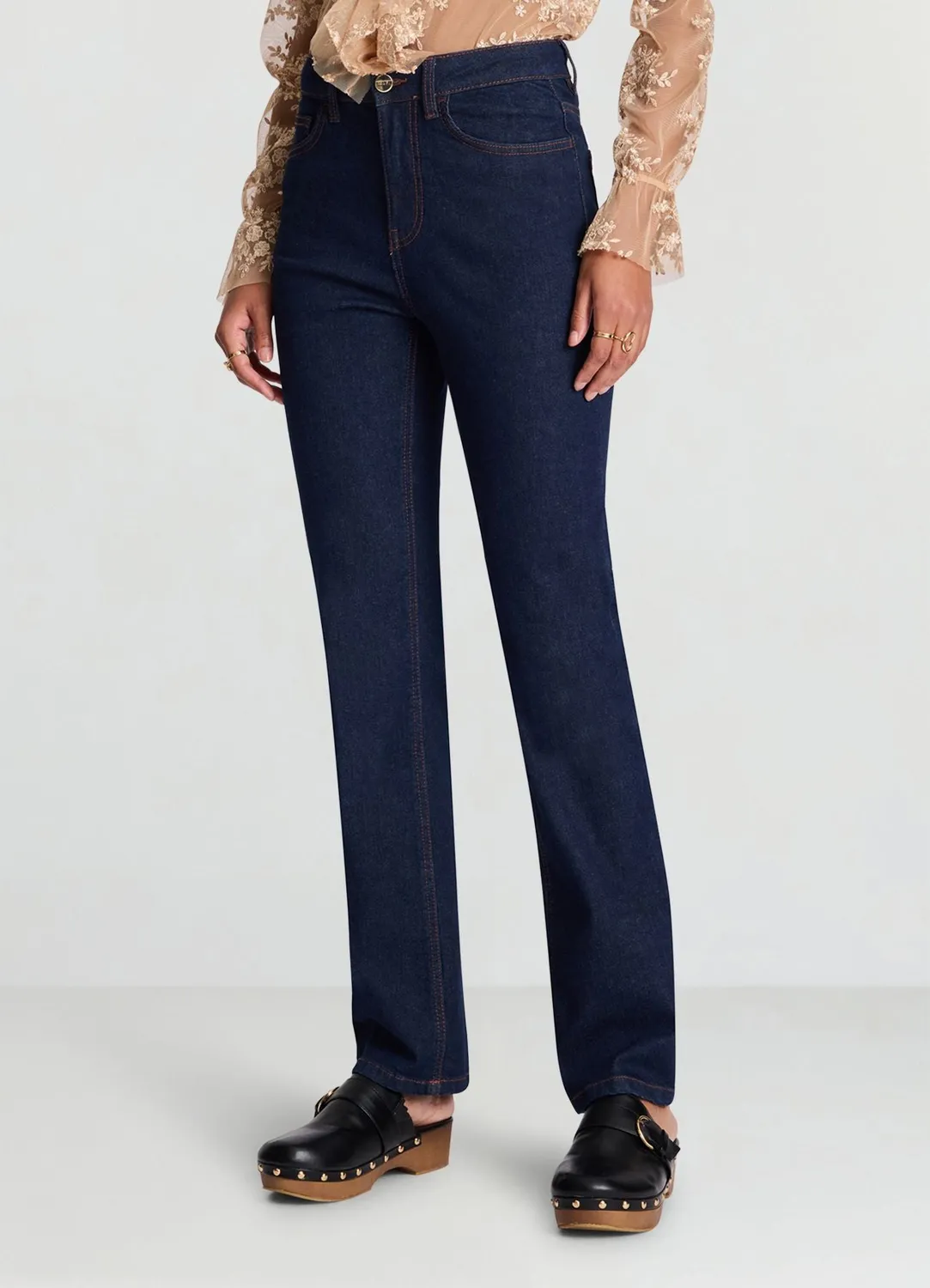 Calliope jean bootcut taille haute femme bleu uni