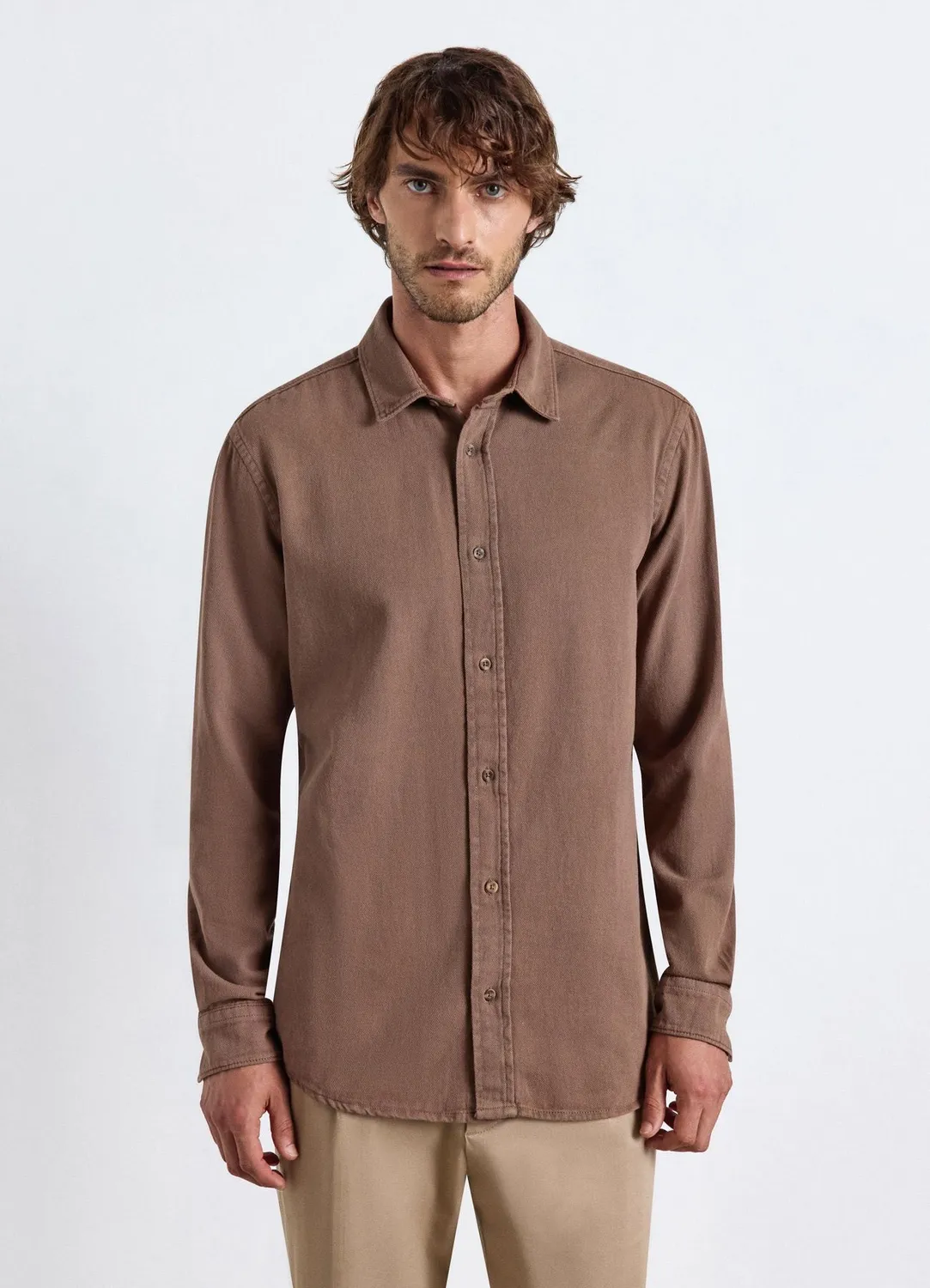 Calliope Camicia tinta unita chemise homme coupe regular