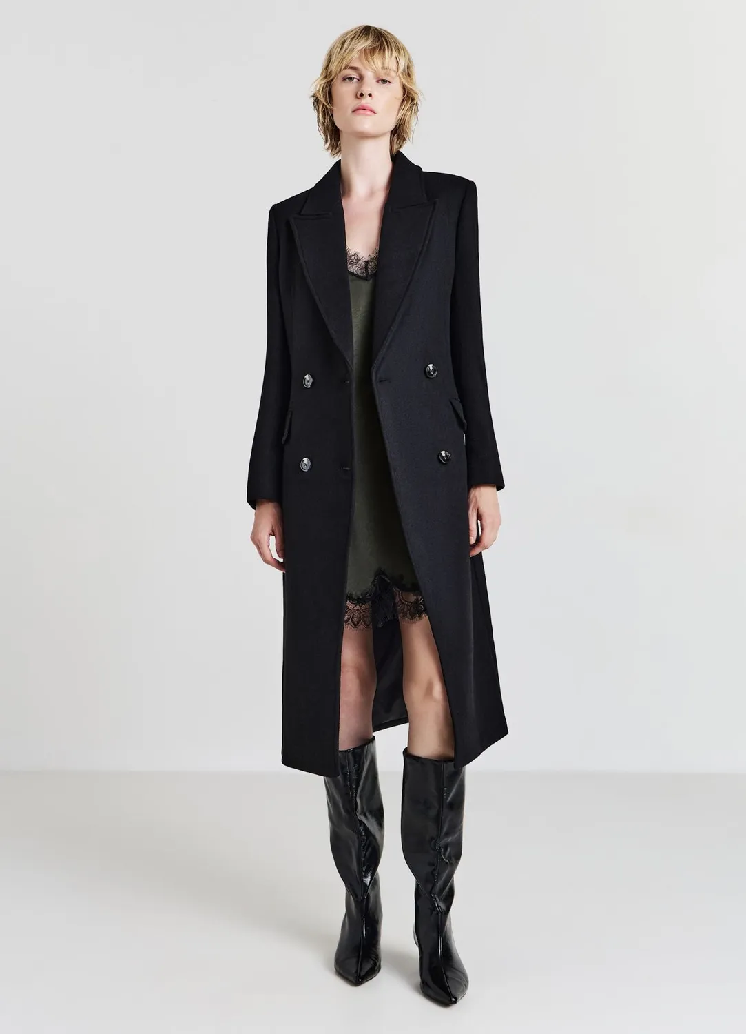 Calliope manteau long femme double boutonnage uni