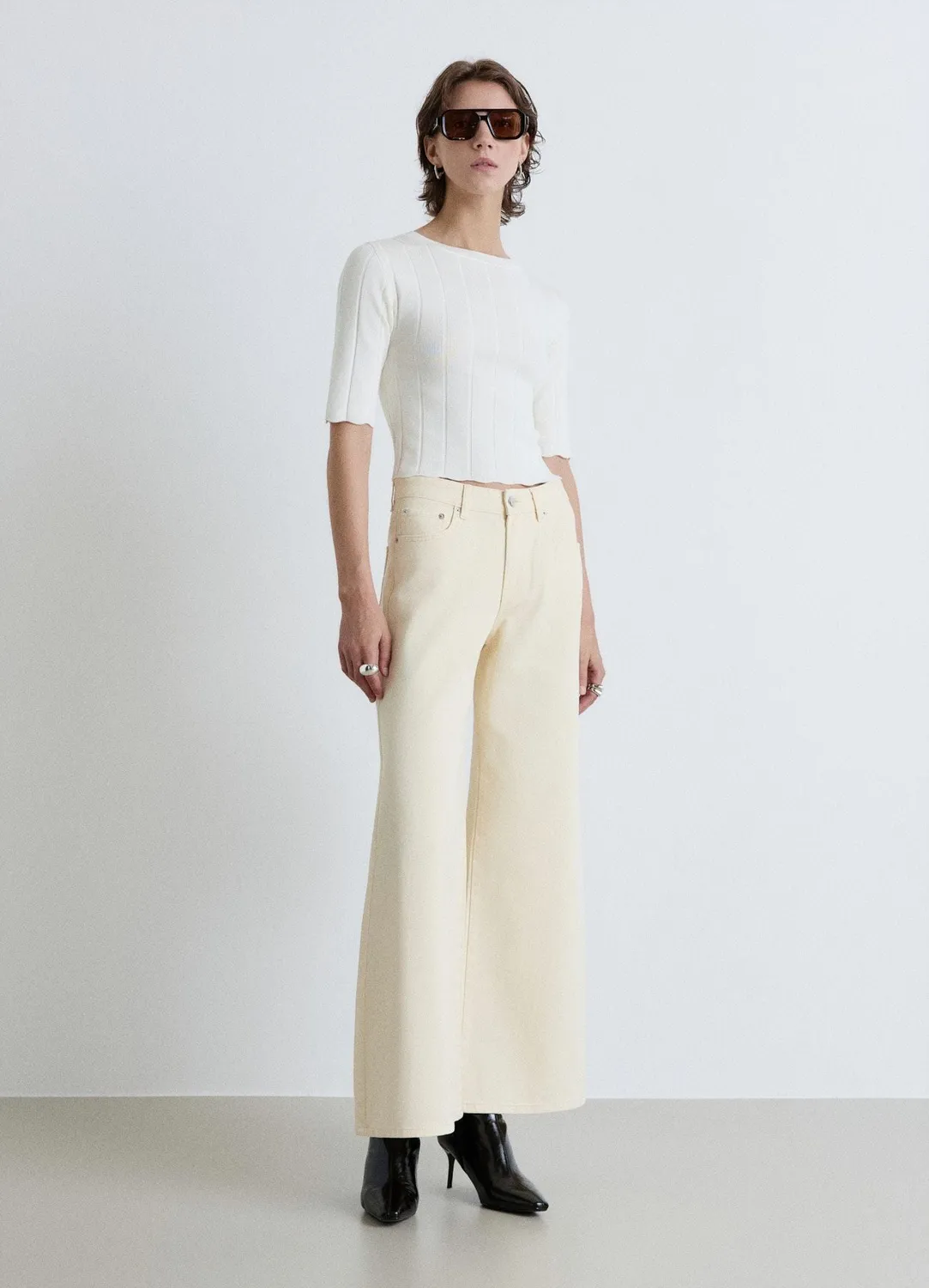 Calliope t-shirt côtes bords ondulés femme 3/4