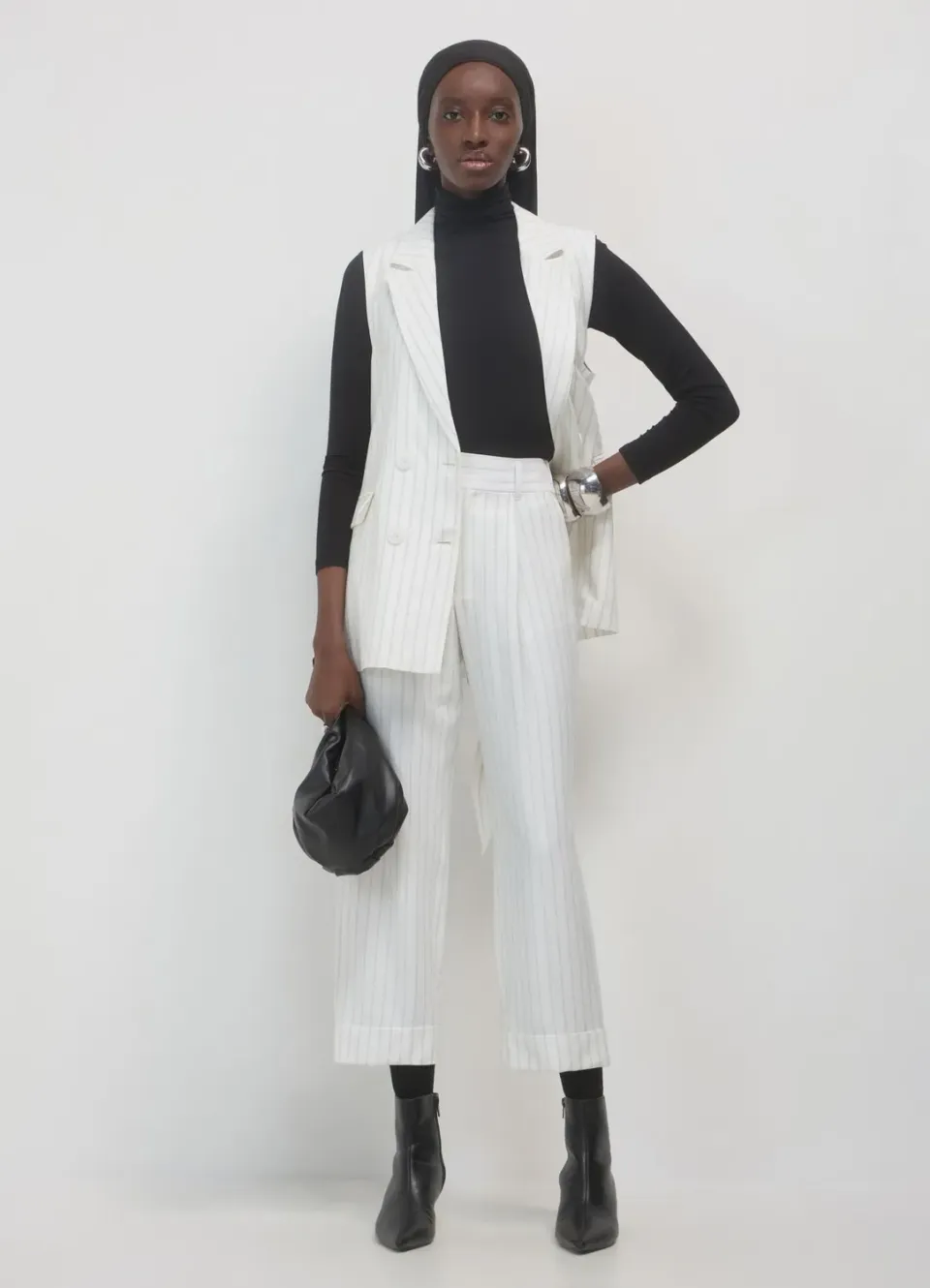 Calliope pantalon femme classique rayé à revers