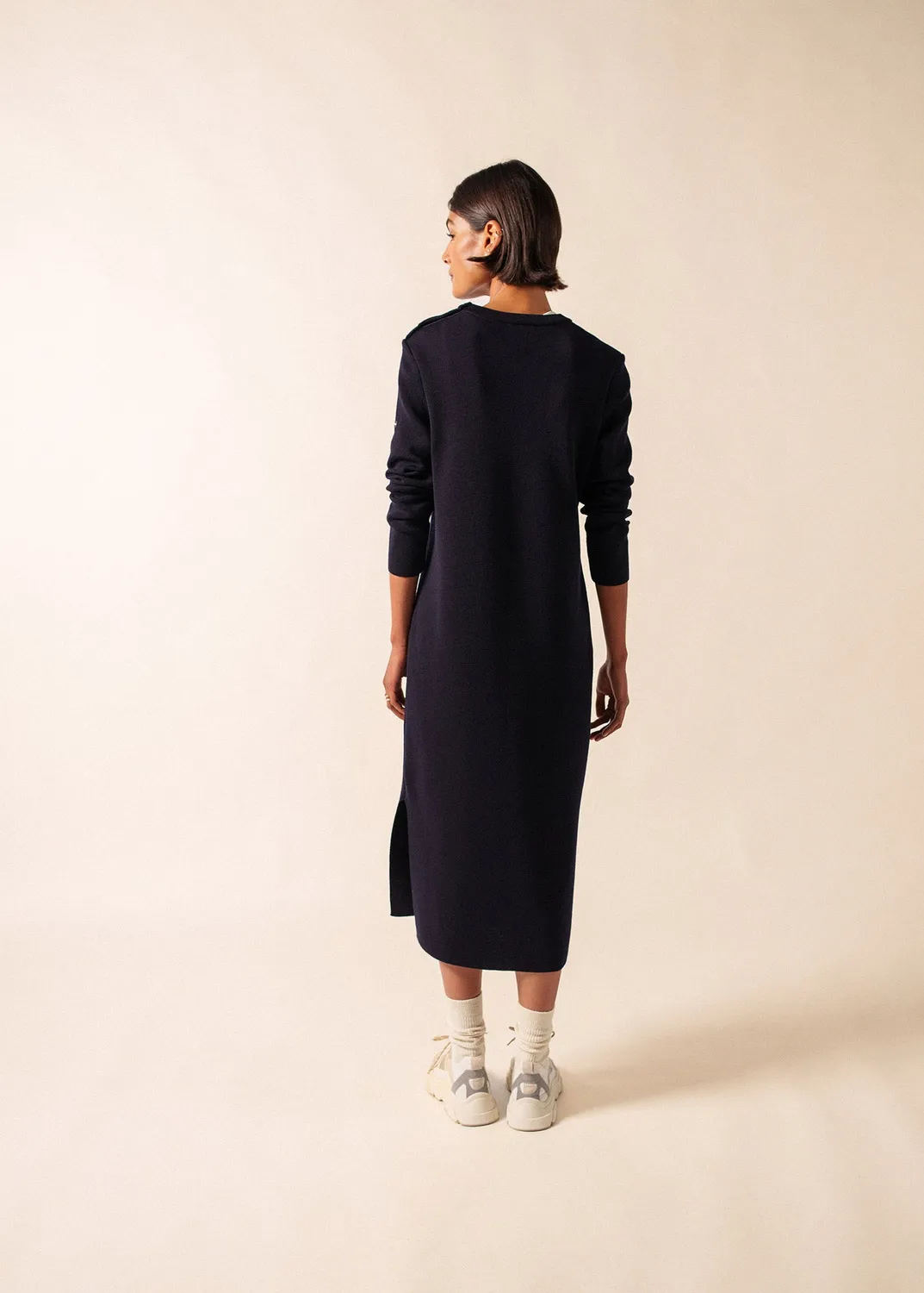 Saint James Marée robe longue navy 100% laine