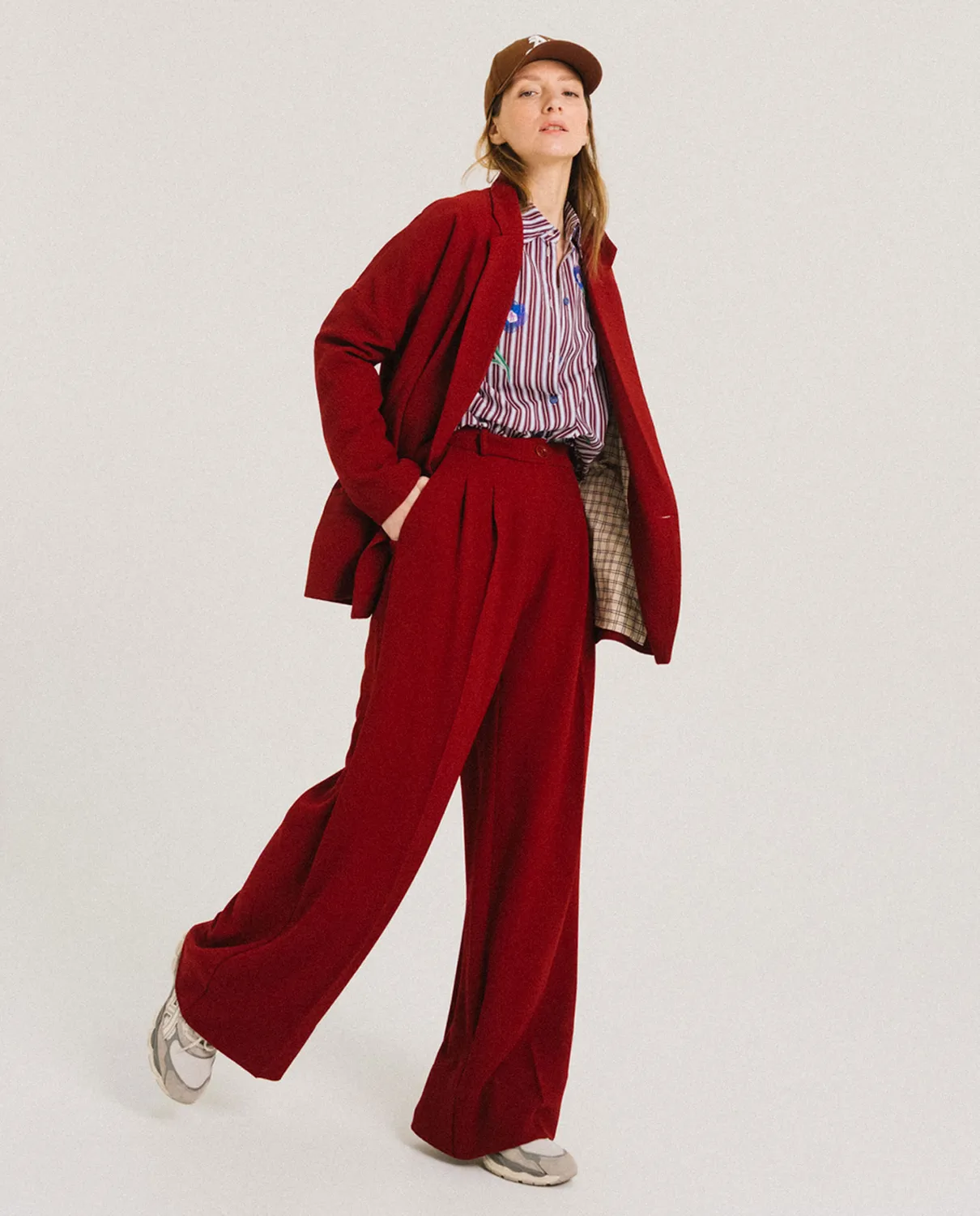 Tinsels Upton Cherry pantalon large crêpe à pinces