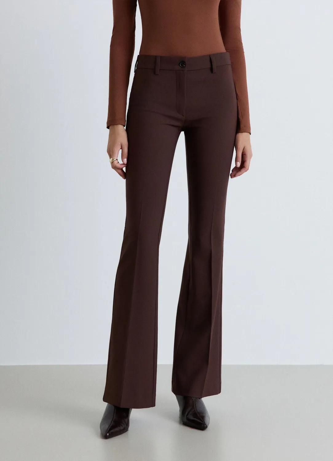 Calliope Flare pantalon femme uni taille moyenne