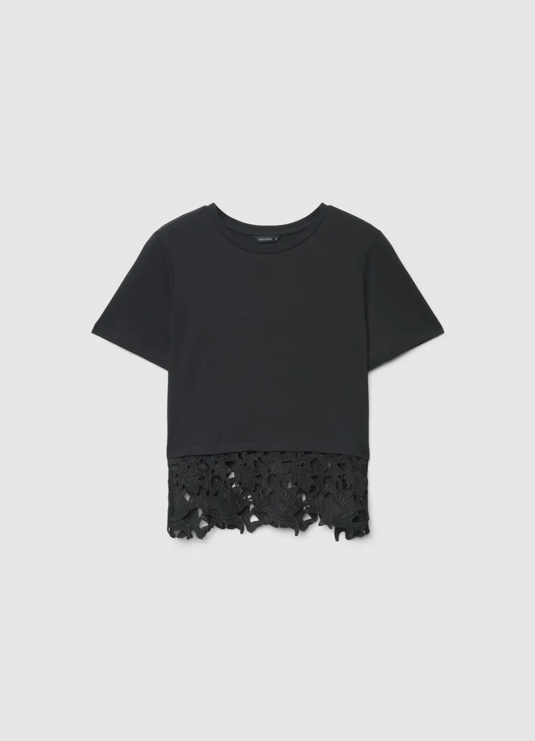Calliope t-shirt femme fond dentelle sangallo