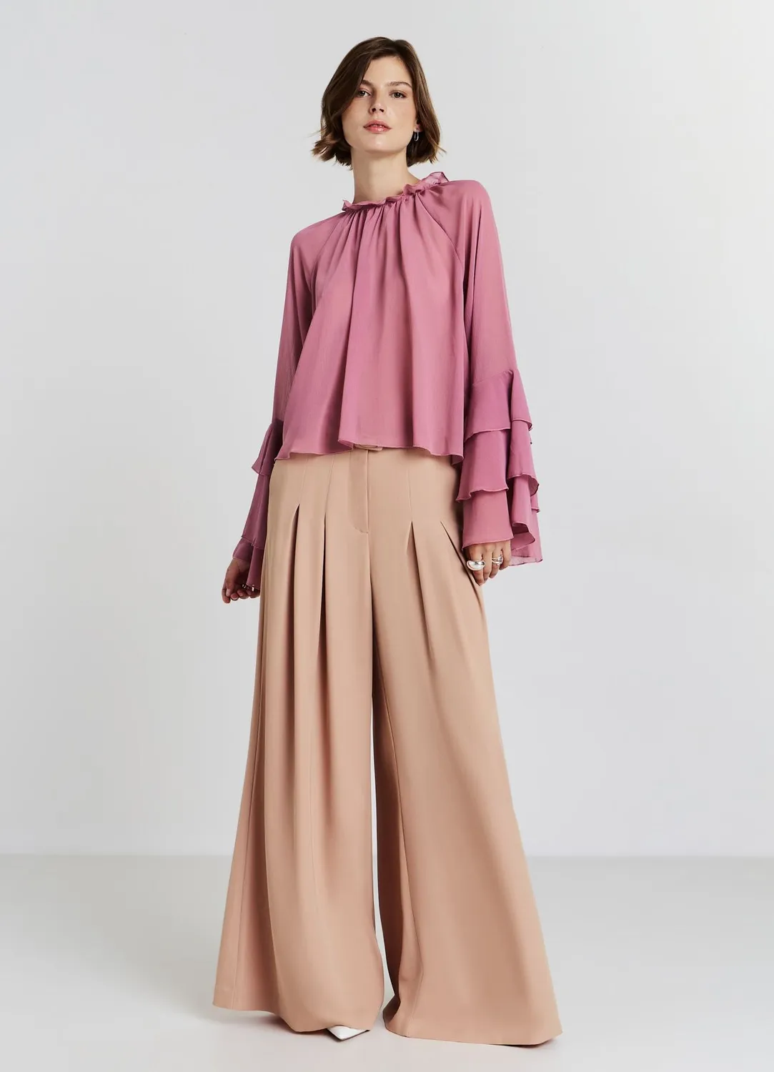 Calliope pantalon palazzo taille haute à ceinture