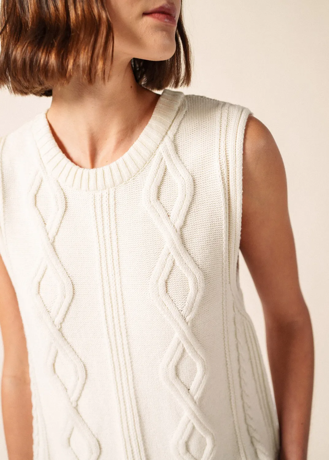 Saint James Val d'Azun pull écume sans manches coton