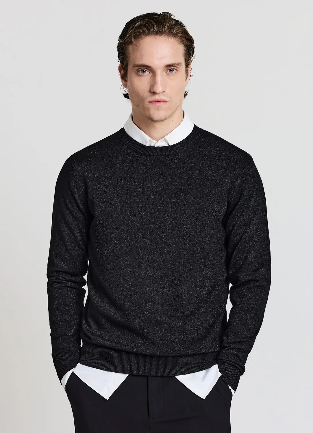 Calliope pull col rond brillant homme manches longues