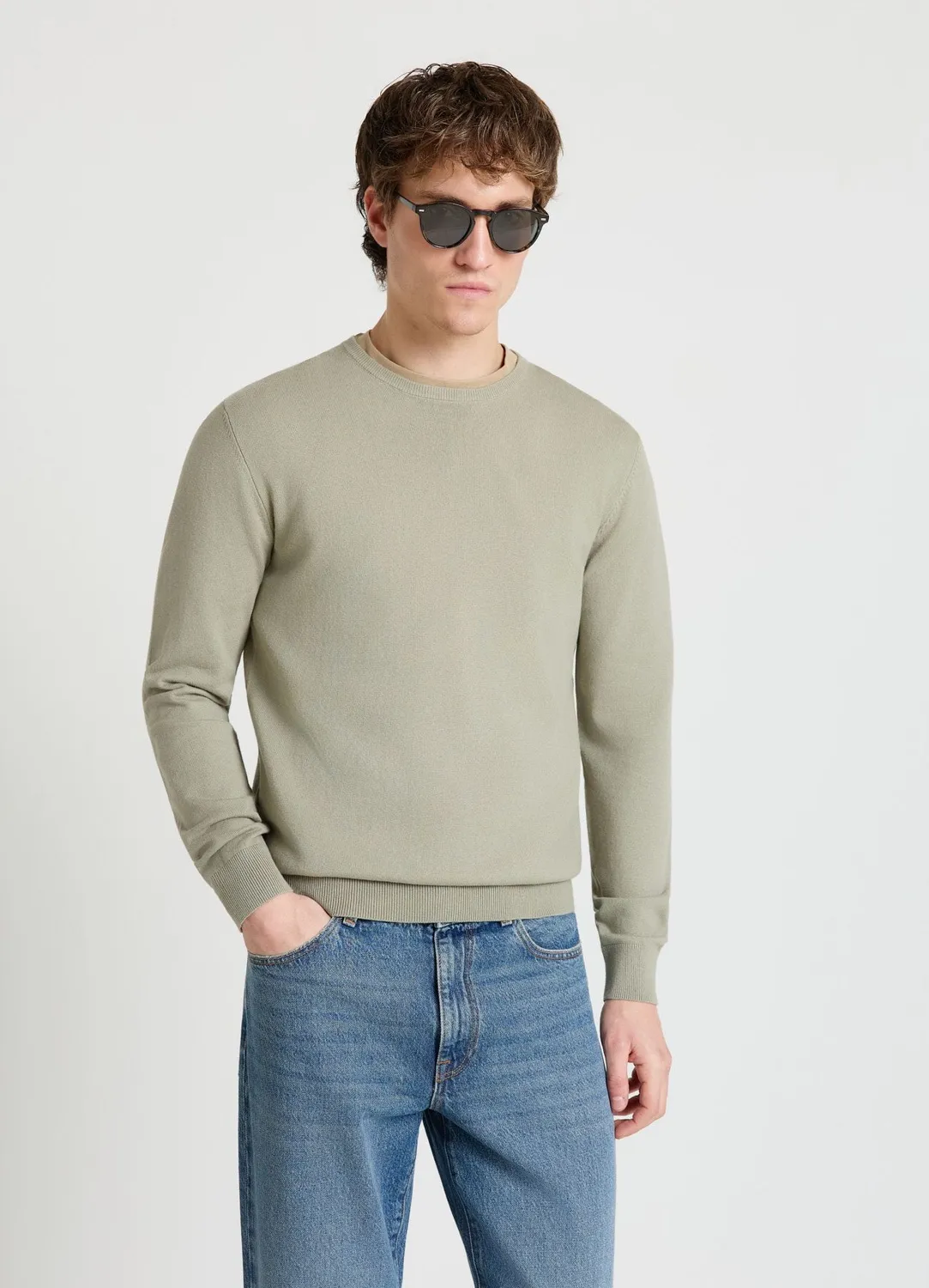 Calliope Pull col rond pull homme uni manches longues