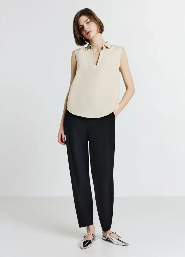 Calliope top col chemise femme sans manches
