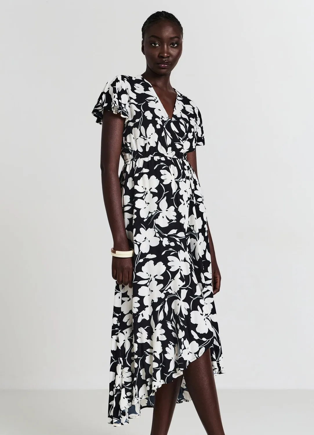Calliope robe croisée femme fleurs bicolore